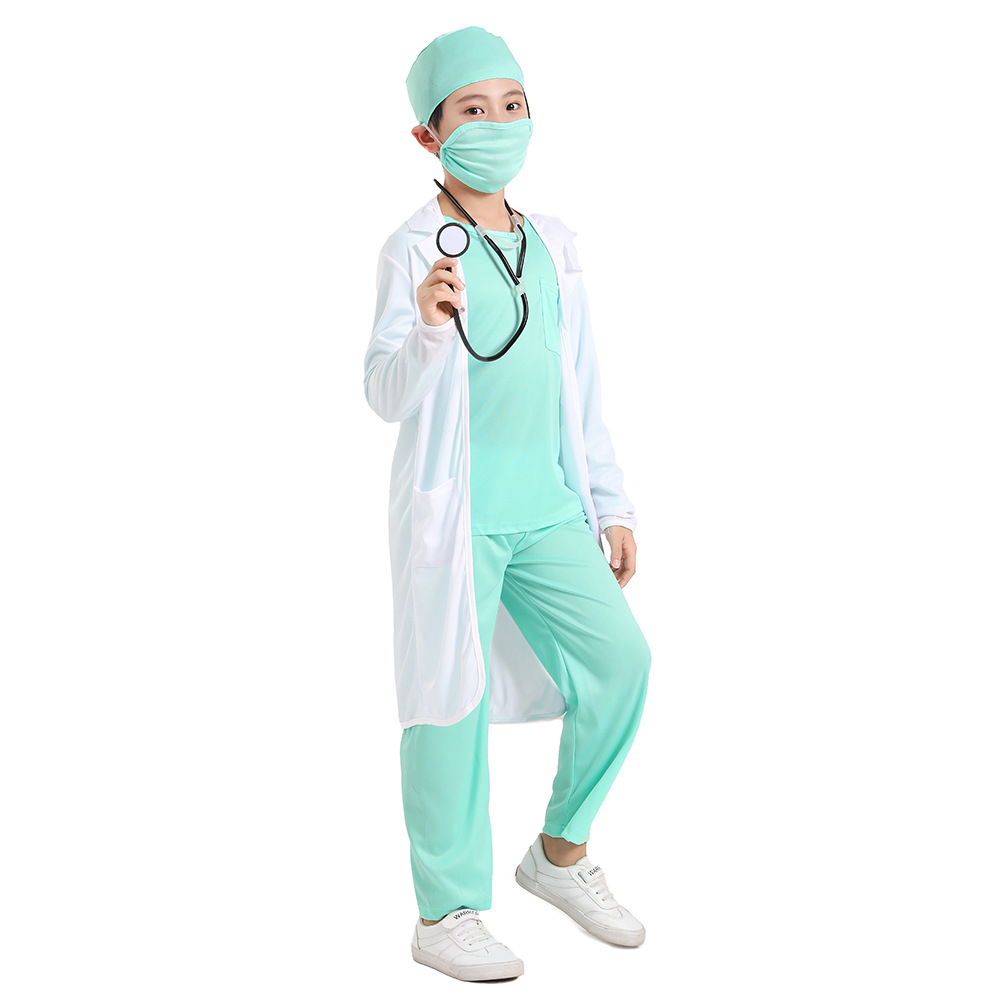 Hospital Doctor Kids Surgeon Dr Uniform Boys Career Halloween Cosplay Costume